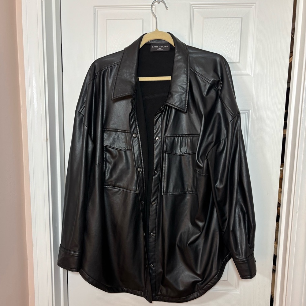 Lane Bryant Black Faux Leather Shacket- Women’s Plus Size 18/20